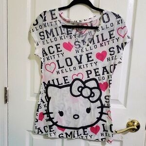 Hello Kitty Pink & Black Embellished Graphic Lightweight Tee Juniors L